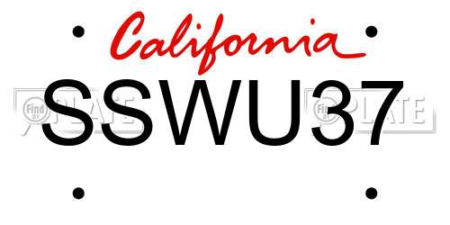 SSWU37 California License Plate