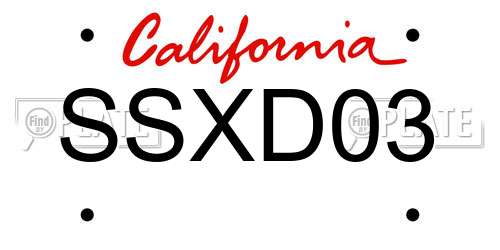 SSXD03 California License Plate