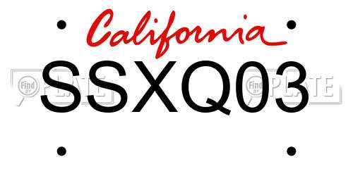SSXQ03 California License Plate