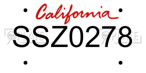 SSZ0278 California License Plate