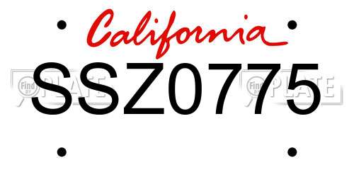 SSZ0775 California License Plate
