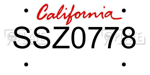 SSZ0778 California License Plate