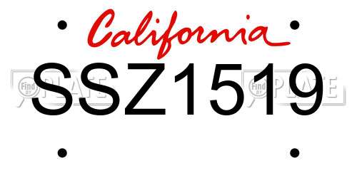 SSZ1519 California License Plate