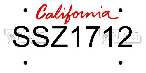 SSZ1712 California License Plate