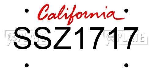 SSZ1717 California License Plate