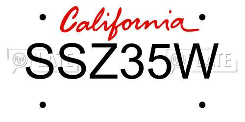 SSZ35W California License Plate