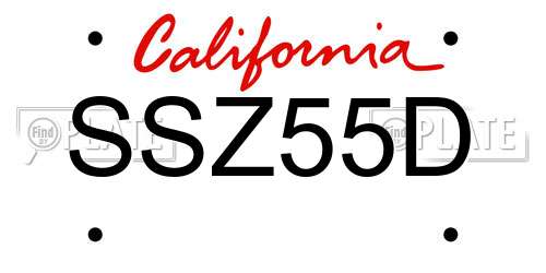 SSZ55D California License Plate