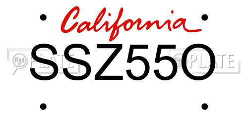 SSZ55O California License Plate