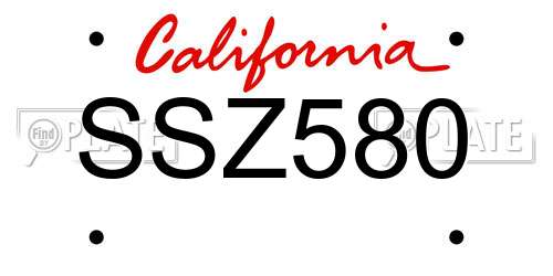 SSZ580 California License Plate