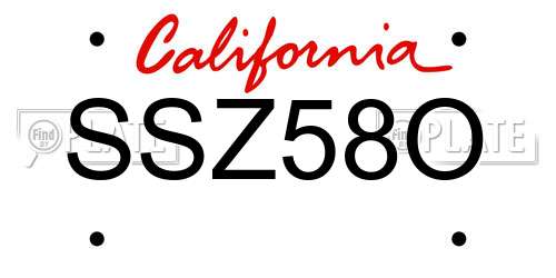 SSZ58O California License Plate