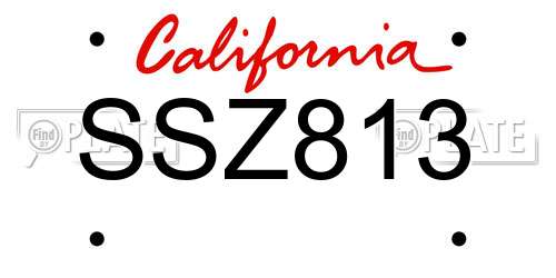 SSZ813 California License Plate