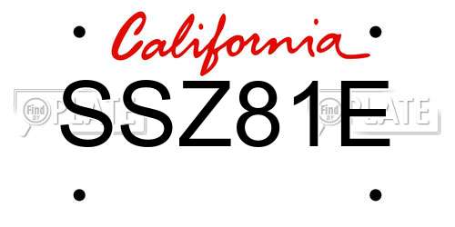 SSZ81E California License Plate