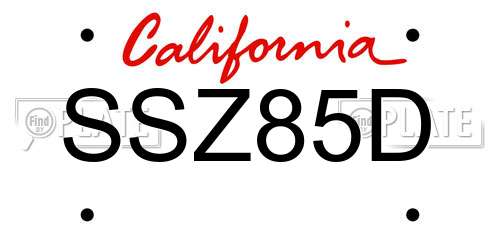 SSZ85D California License Plate