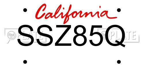 SSZ85Q California License Plate