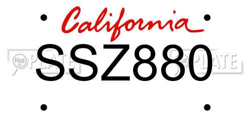SSZ880 California License Plate