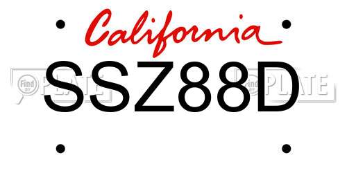 SSZ88D California License Plate