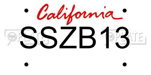 SSZB13 California License Plate
