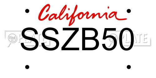 SSZB50 California License Plate