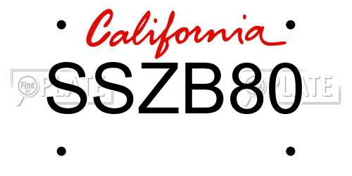 SSZB80 California License Plate
