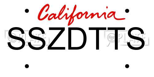 SSZDTTS California License Plate