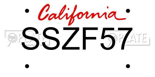 SSZF57 California License Plate