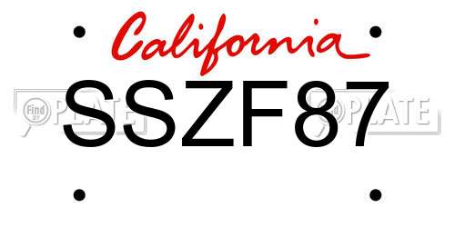SSZF87 California License Plate