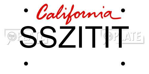 SSZITIT California License Plate