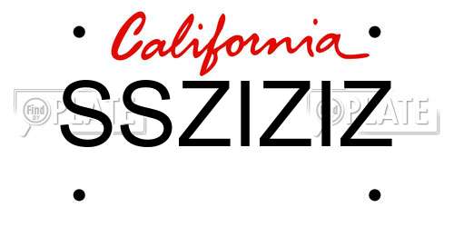 SSZIZIZ California License Plate