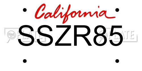 SSZR85 California License Plate