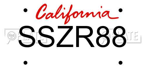SSZR88 California License Plate