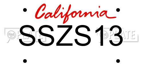 SSZS13 California License Plate