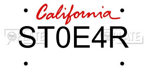 ST0E4R California License Plate