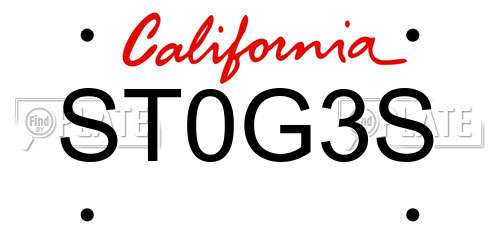 ST0G3S California License Plate