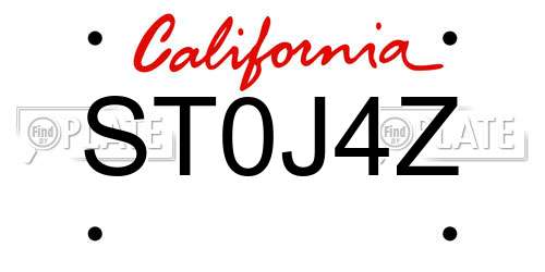 ST0J4Z California License Plate