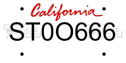 ST0O666 California License Plate