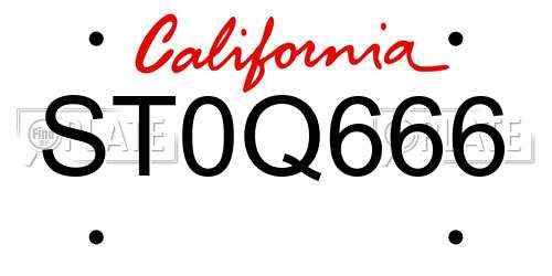 ST0Q666 California License Plate