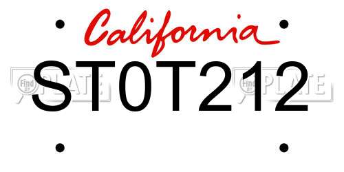 ST0T212 California License Plate