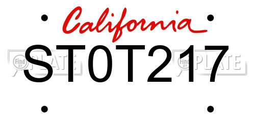 ST0T217 California License Plate