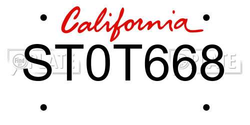 ST0T668 California License Plate