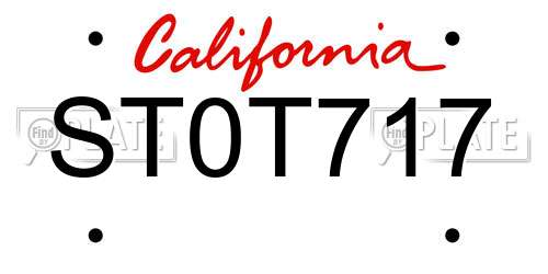 ST0T717 California License Plate