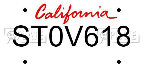 ST0V618 California License Plate