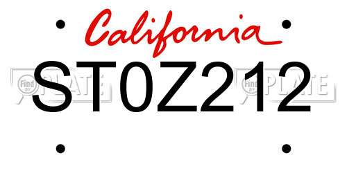 ST0Z212 California License Plate