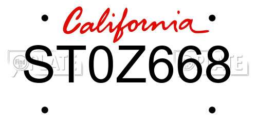 ST0Z668 California License Plate