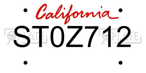 ST0Z712 California License Plate