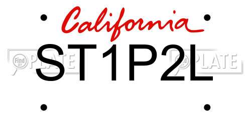 ST1P2L California License Plate