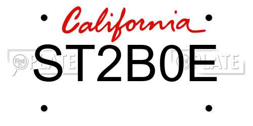 ST2B0E California License Plate