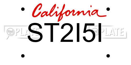 ST2I5I California License Plate