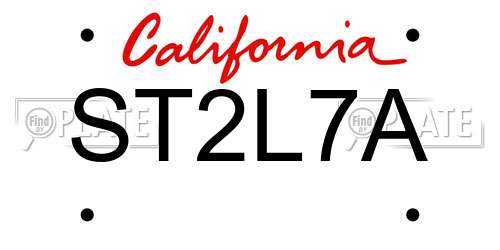 ST2L7A California License Plate