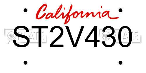 ST2V430 California License Plate
