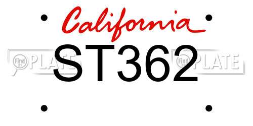 ST362 California License Plate